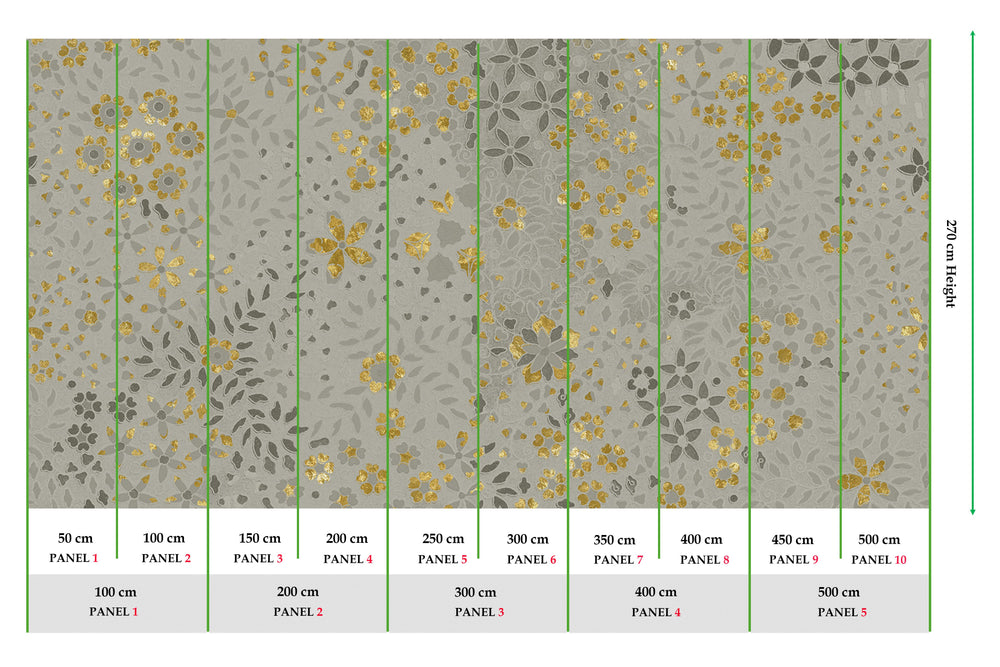 Light Grey Embossed Floral Mural Wallpaper M2627 - Sample
