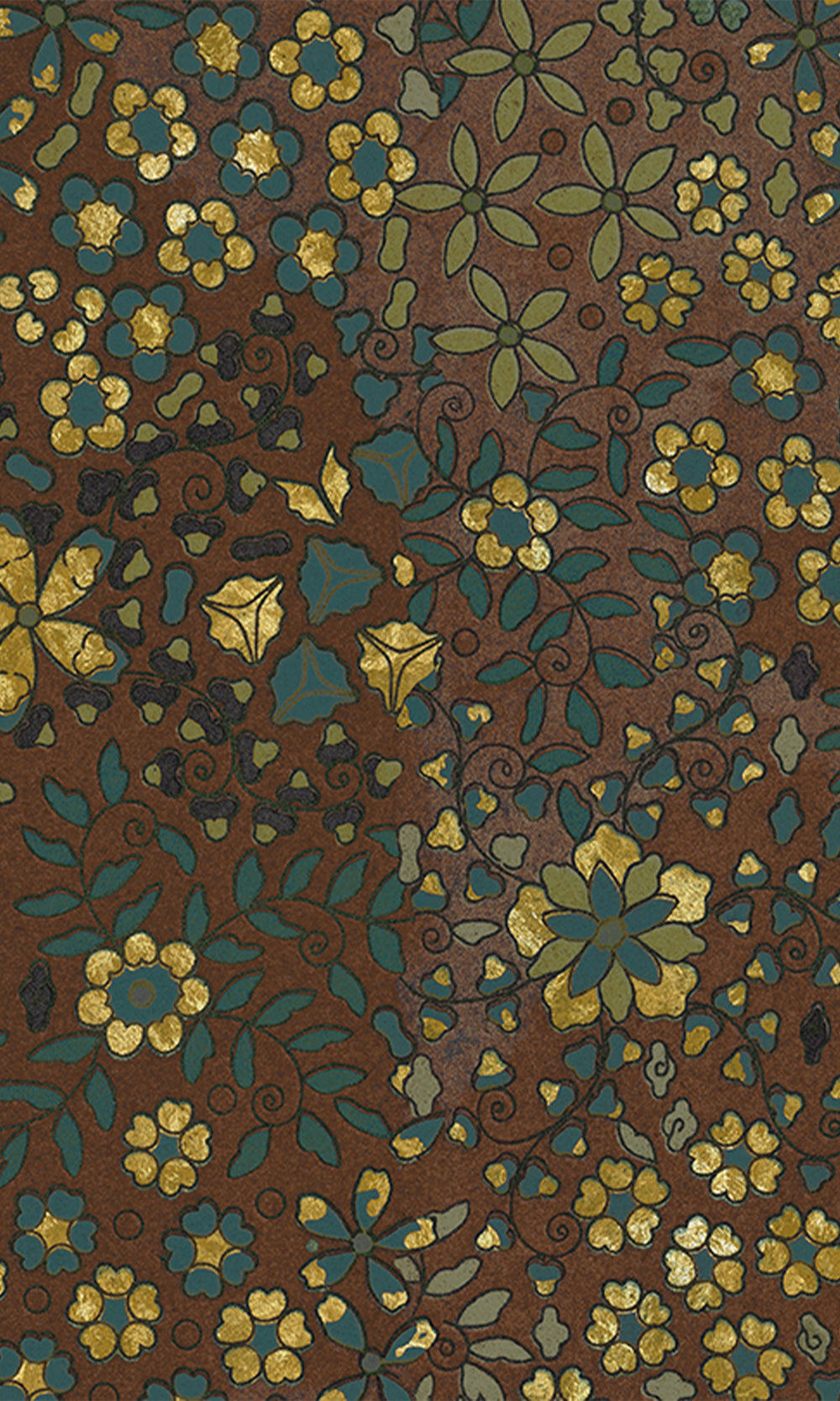 Chocolate Brown Embossed Floral Mural Wallpaper M2628
