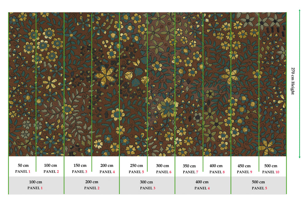 Chocolate Brown Embossed Floral Mural Wallpaper M2628
