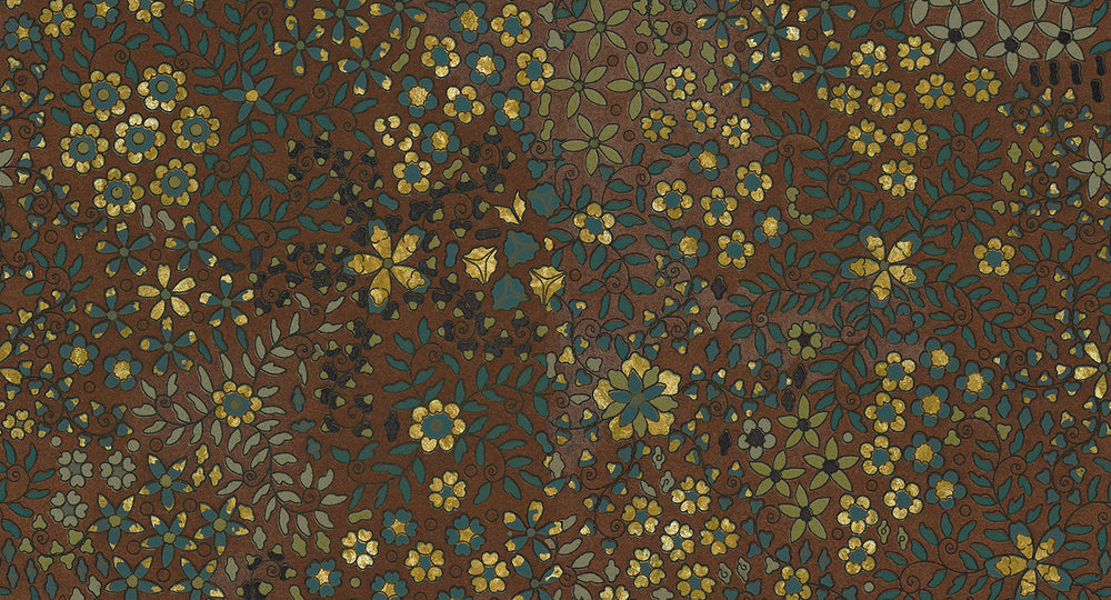 Chocolate Brown Embossed Floral Mural Wallpaper M2628