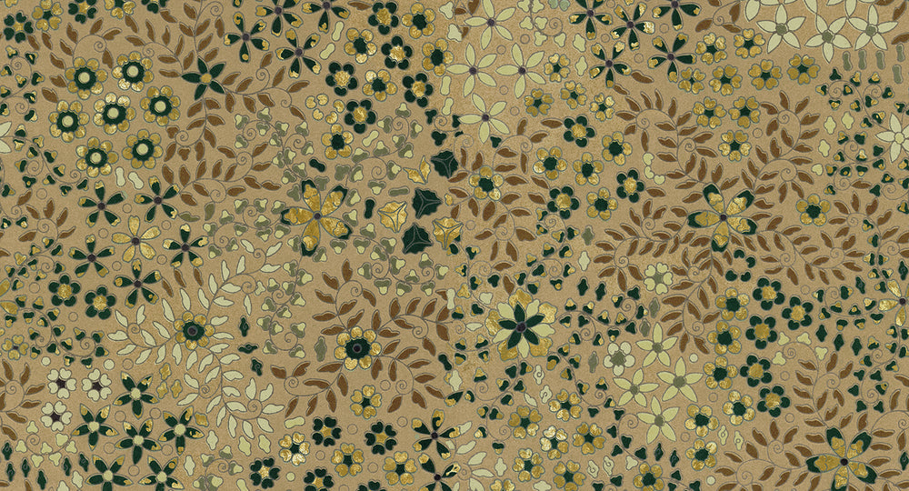 Dark Beige Embossed Floral Mural Wallpaper M2629 - Sample