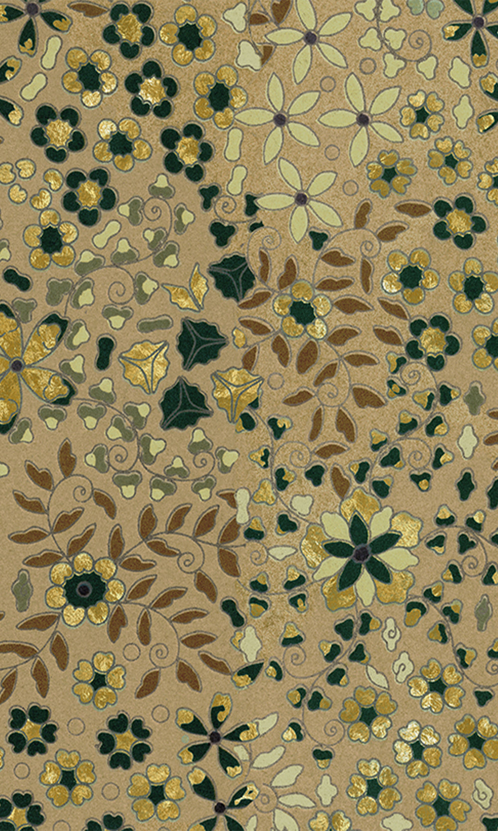 Dark Beige Embossed Floral Mural Wallpaper M2629 - Sample