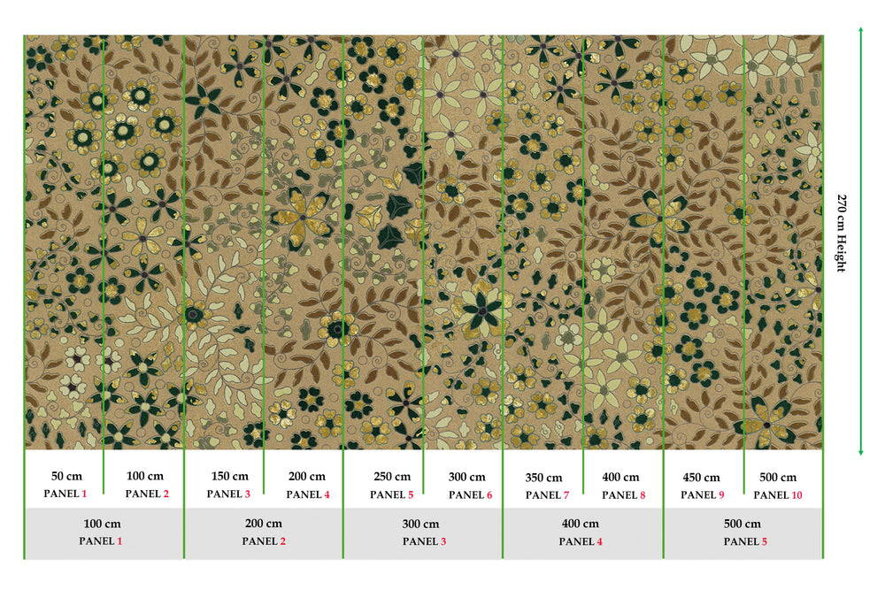 Dark Beige Embossed Floral Mural Wallpaper M2629 - Sample