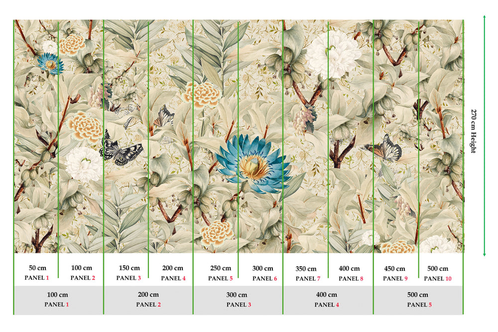 Cream Floral Paradise Mural Wallpaper M2630