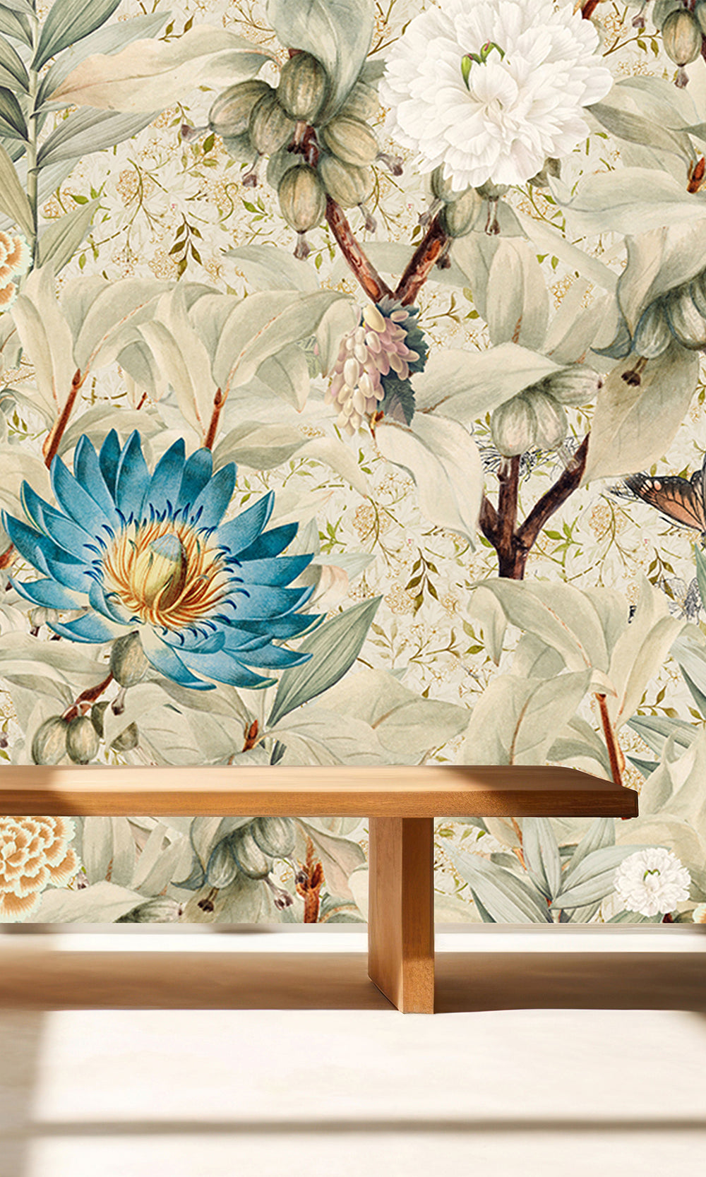 Cream Floral Paradise Mural Wallpaper M2630