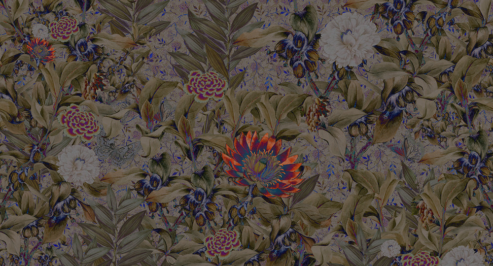 Purple Floral Paradise Mural Wallpaper M2631 - Sample