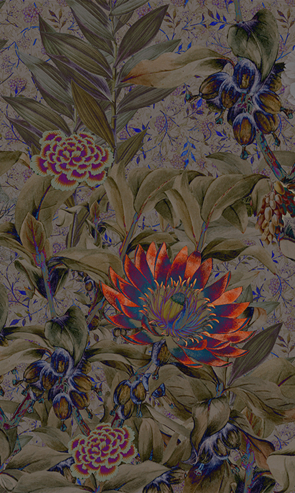 Purple Floral Paradise Mural Wallpaper M2631 - Sample
