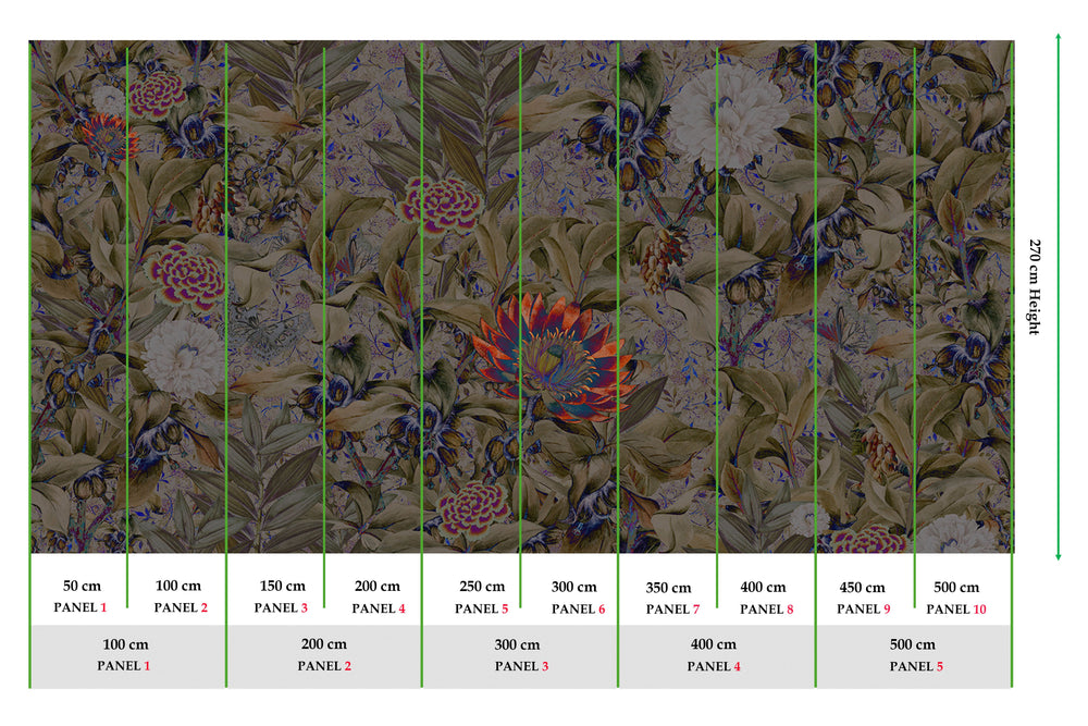 Purple Floral Paradise Mural Wallpaper M2631 - Sample
