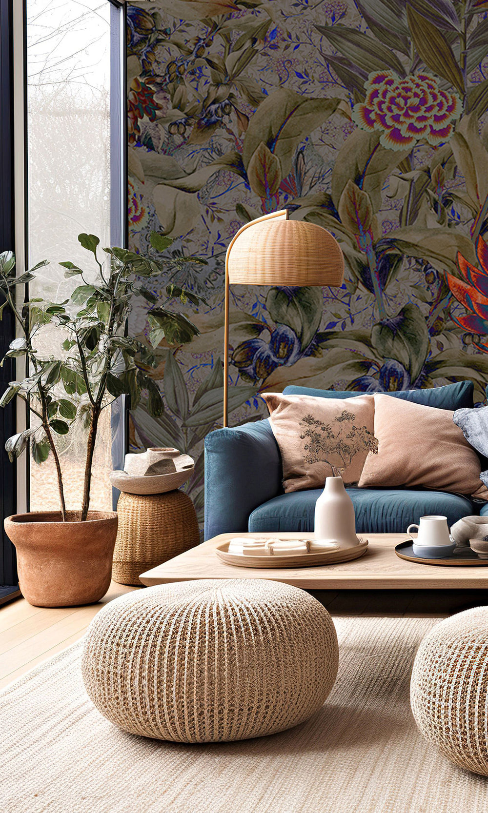 Purple Floral Paradise Mural Wallpaper M2631 - Sample