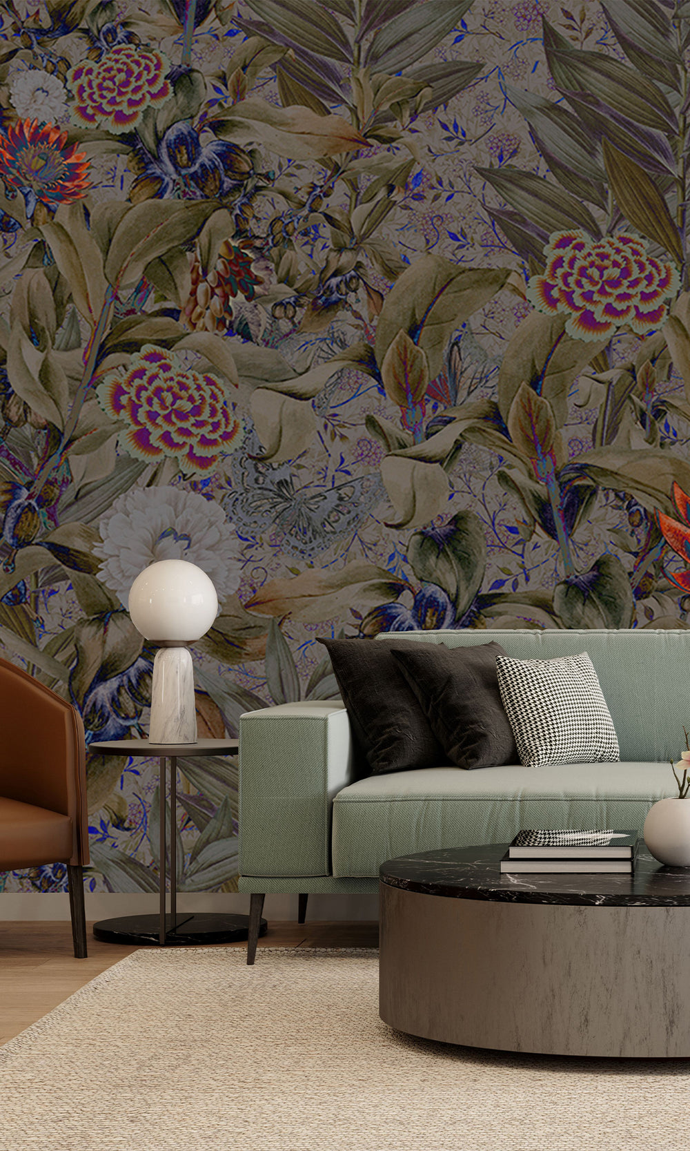 Purple Floral Paradise Mural Wallpaper M2631 - Sample