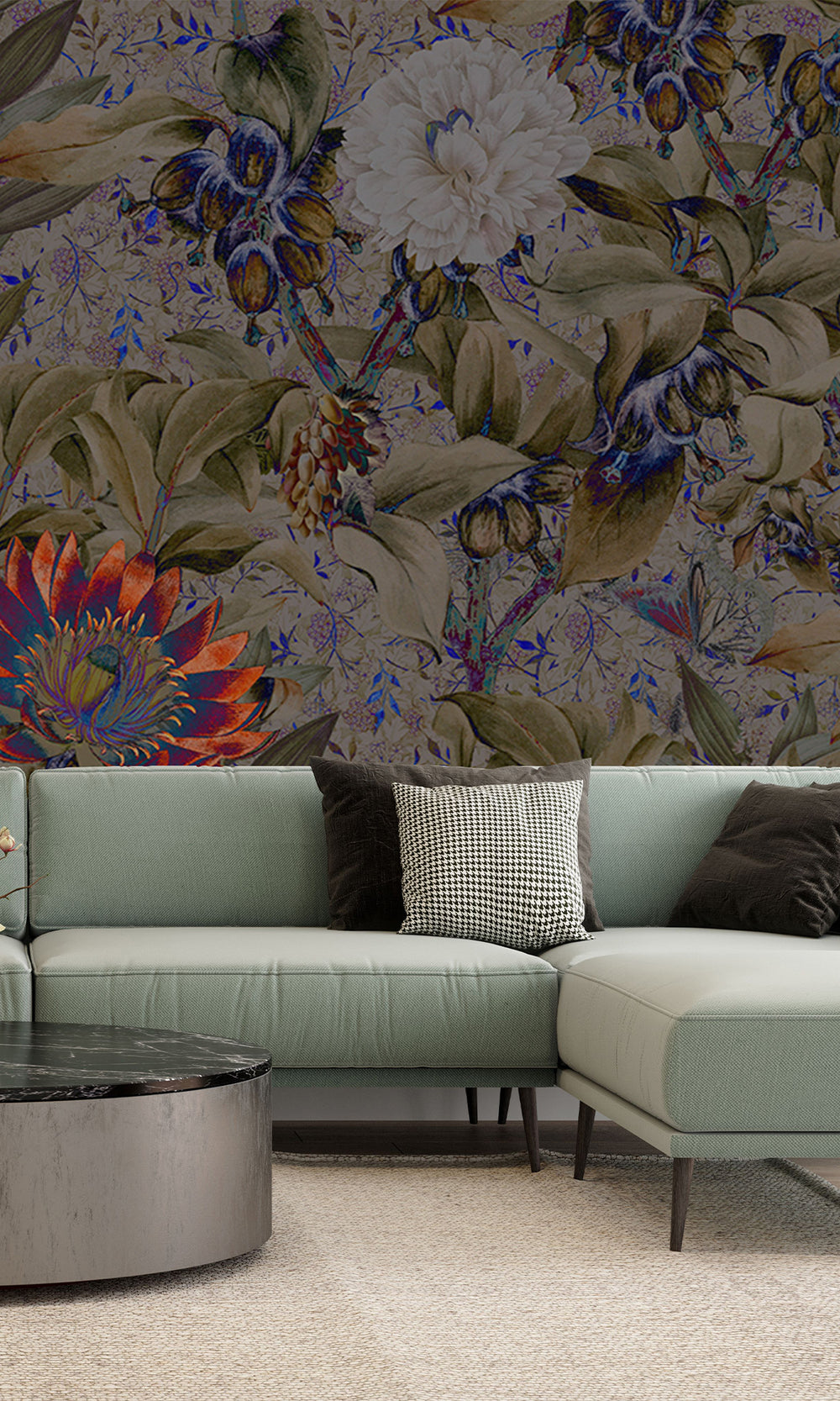 Purple Floral Paradise Mural Wallpaper M2631 - Sample