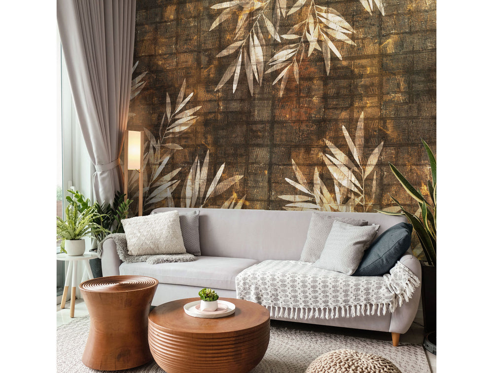 Metal & Orange Rustic Metal Mural Wallpaper M1322