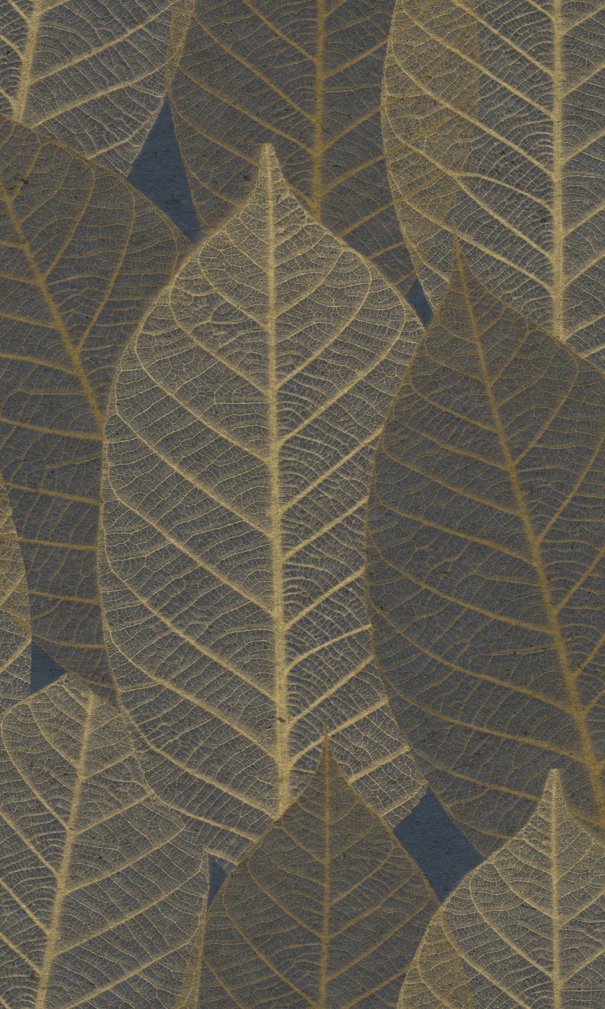 Midnight Blue Botanical Dry Leaves Veins Wallpaper R9139