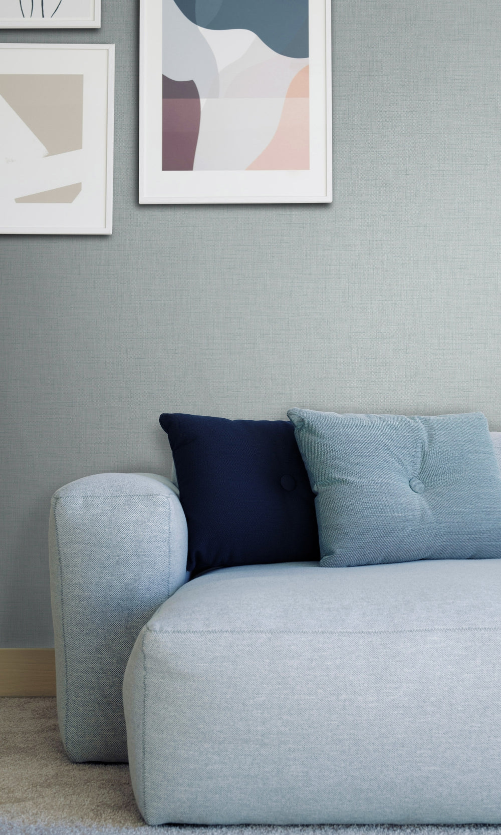 Mint Plain Denim Like Textured Wallpaper R8523