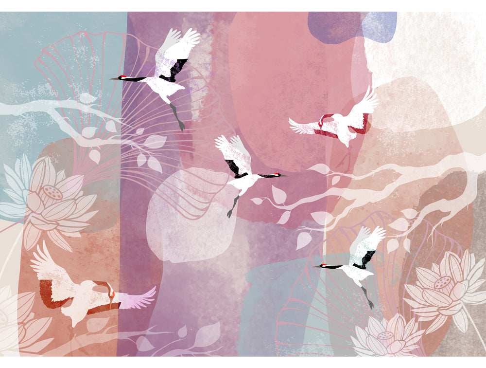 Modern Garden in Pink Mural Wallpaper M1196
