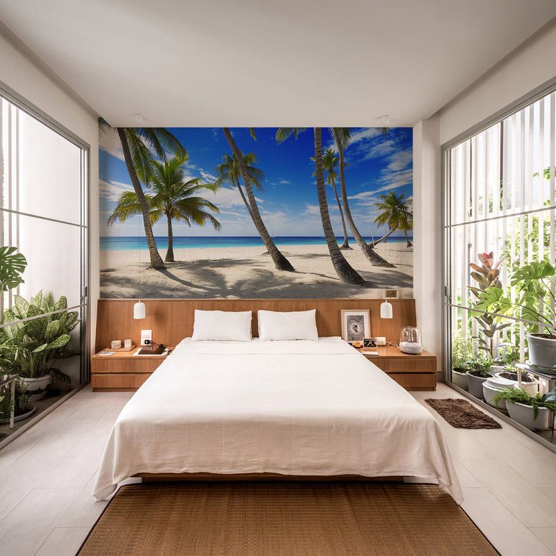 MultiColour Palm Beach Landscape Mural Wallpaper M1134