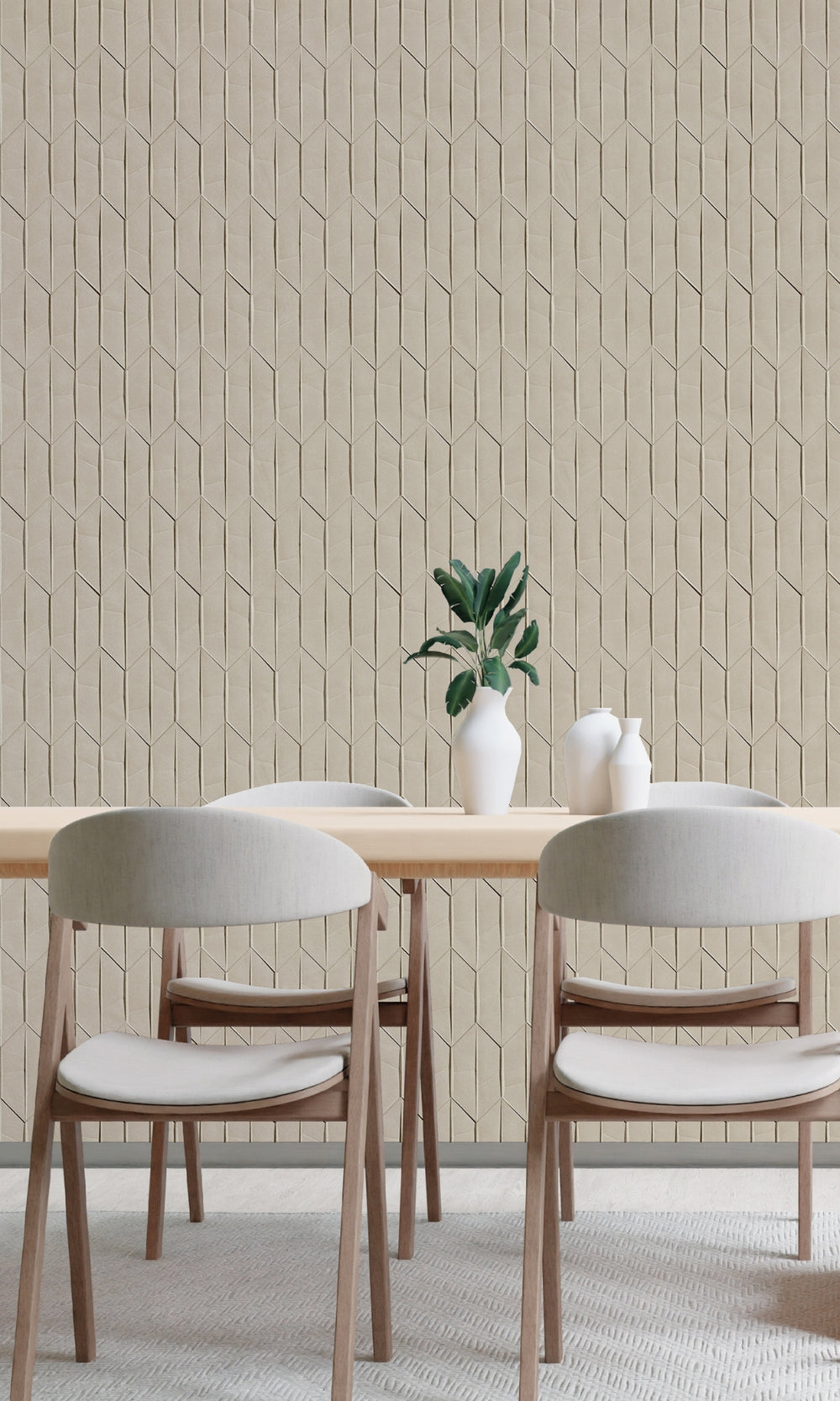 Greige Folded Paper like Geometric Wallpaper R9202