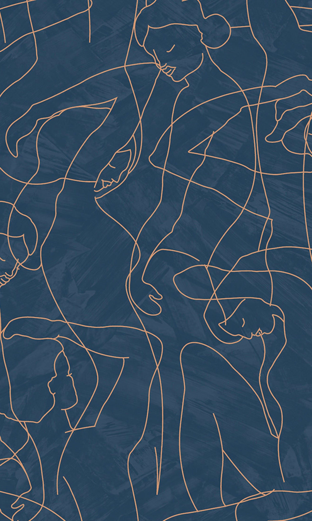 Navy Blue Abstract Model Lines Non-Woven Wallpaper R9178