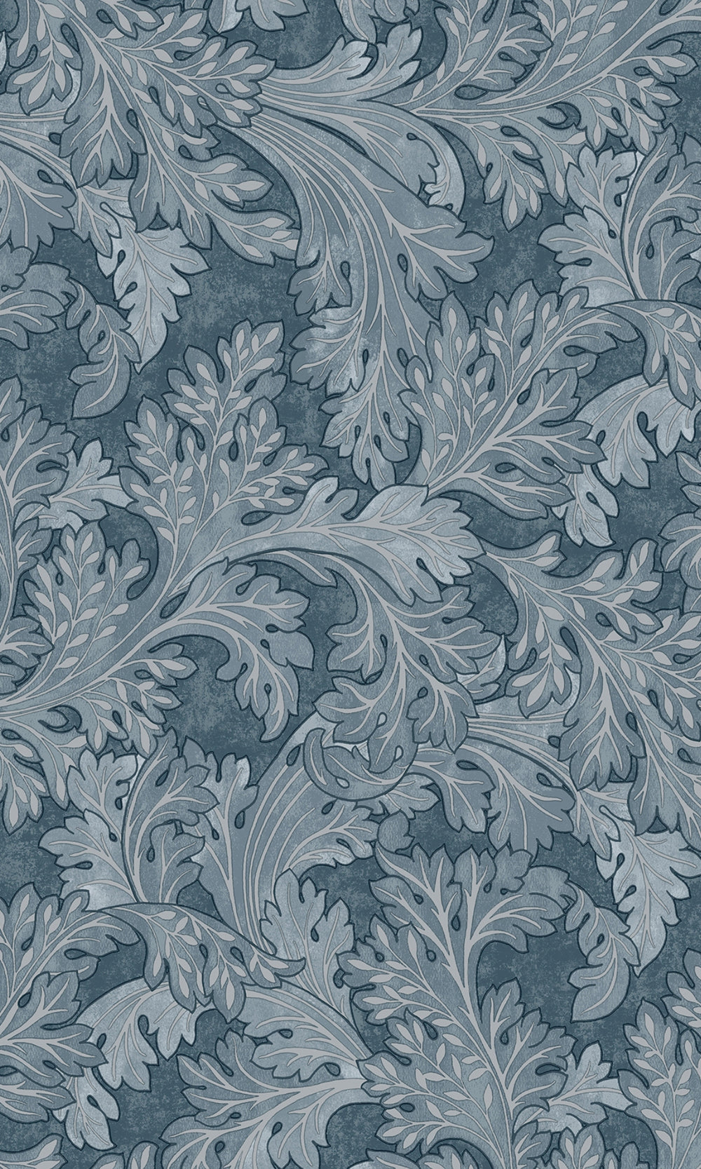 Navy Curling Leaves Tropical Wallpaper R9006