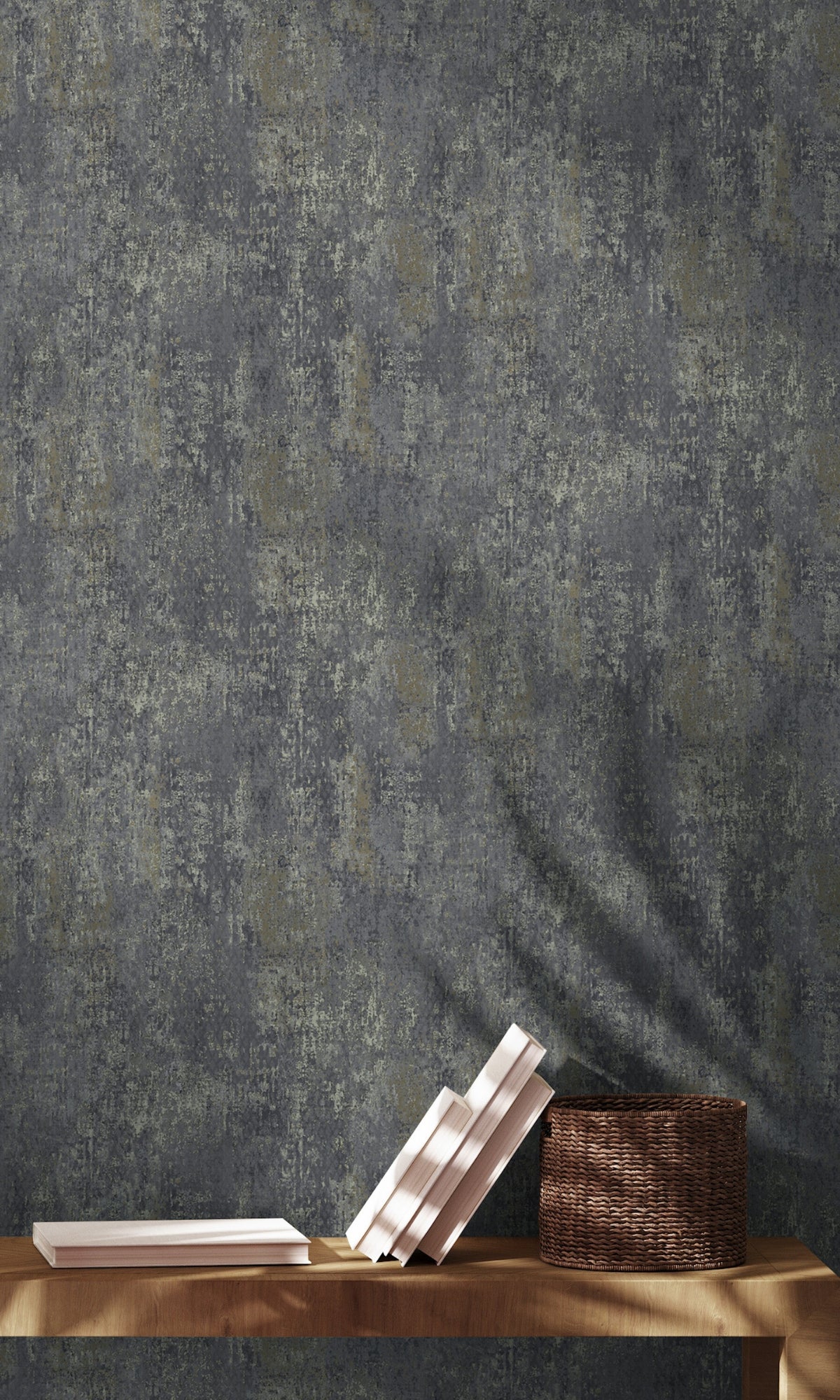 Navy Scratched Concrete Textured Wallpaper R8933