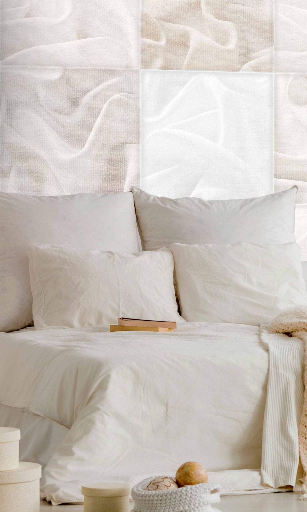 Neutral Abstract Fabric Mural Wallpaper M1343