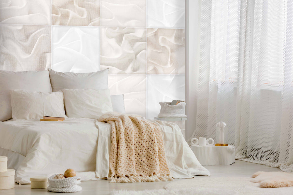Neutral Abstract Fabric Mural Wallpaper M1343