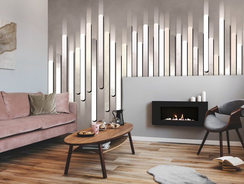 Neutral Abstract Geometric Lines Mural Wallpaper M1316
