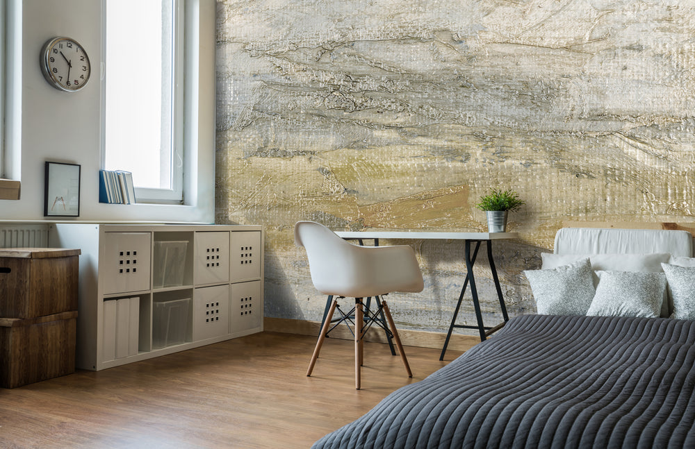 Neutral Abstract Oil Painted on Canvas Mural Wallpaper M1358