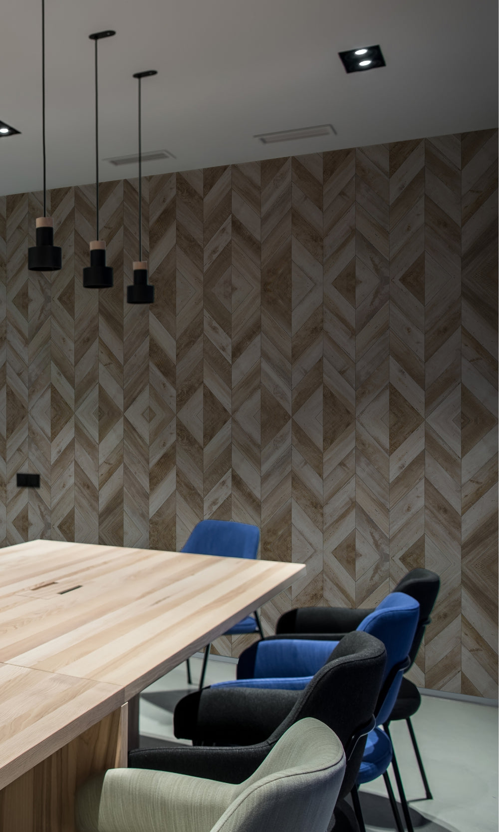 Neutral Abstract Wooden Mural Wallpaper M1344-Sample