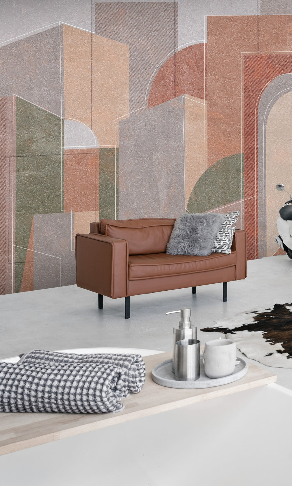 Neutral Architectural Mural Wallpaper M1394-Sample