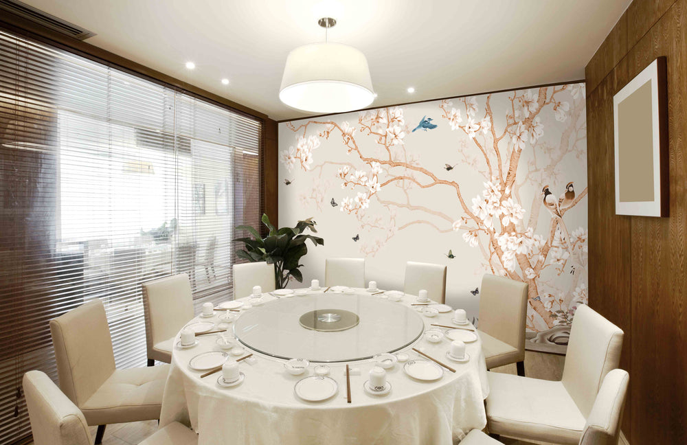 Neutral Awesome Flower Tree Mural Wallpaper M1422