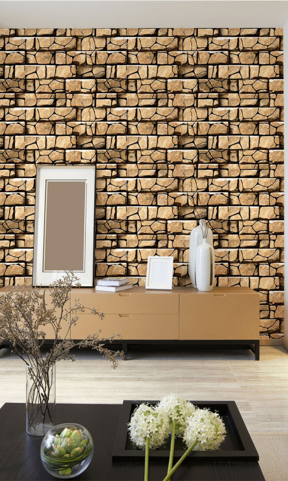 Neutral Bricks Mural Wallpaper M1277-Sample