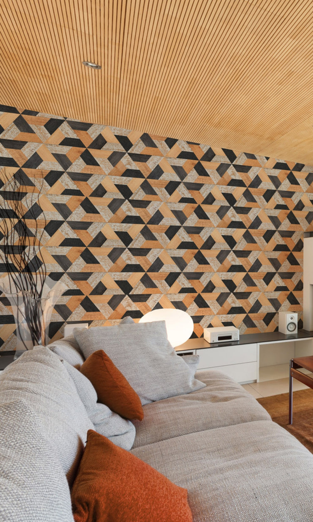 Neutral Colourful Wooden Mural Wallpaper M1346-Sample