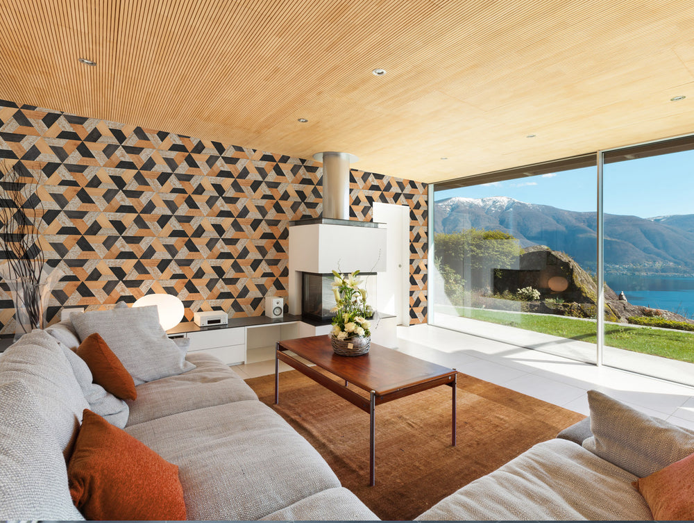 Neutral Colourful Wooden Mural Wallpaper M1346
