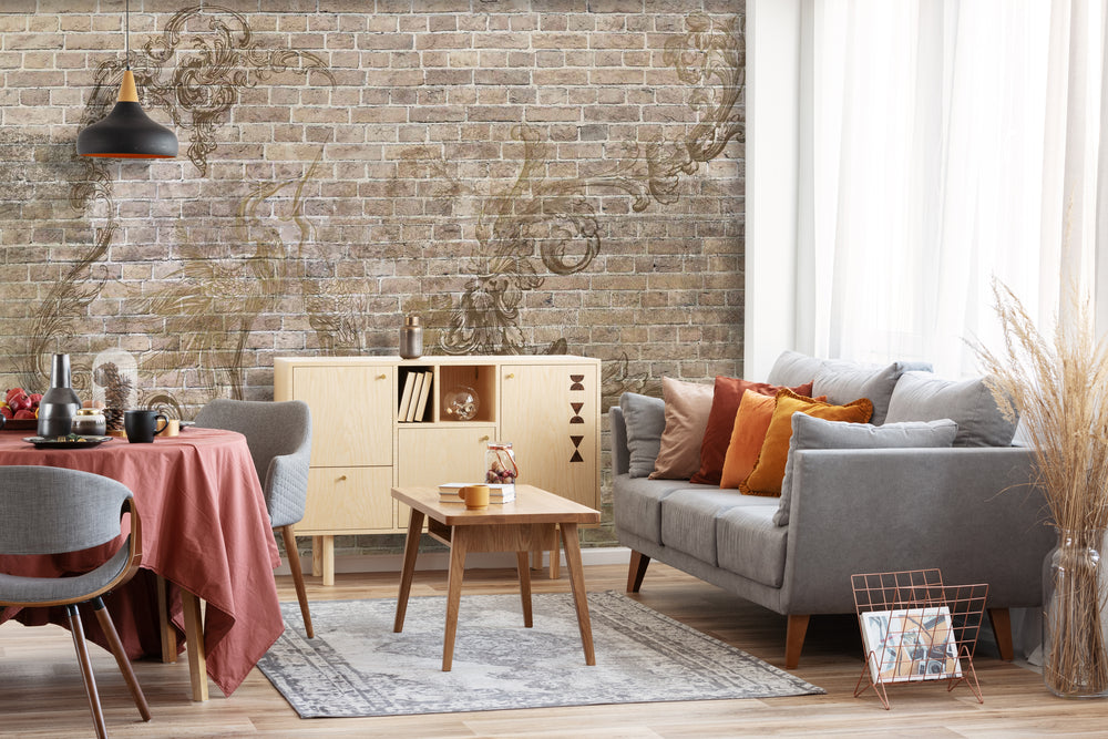 Neutral Decorative Bricks Mural Wallpaper M1280