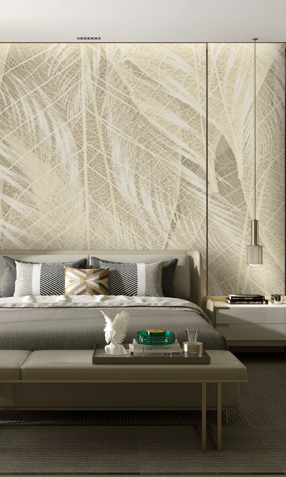 Neutral Dried Leaves Mural Wallpaper M1368
