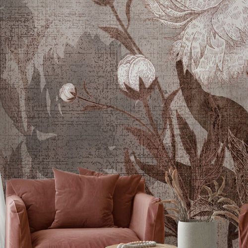 Neutral Floral Vintage Mural Wallpaper M1370