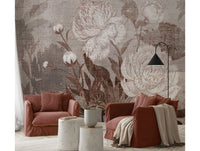 Neutral Floral Vintage Mural Wallpaper M1370