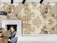 Neutral Floral old Bricks Mural Wallpaper M1259