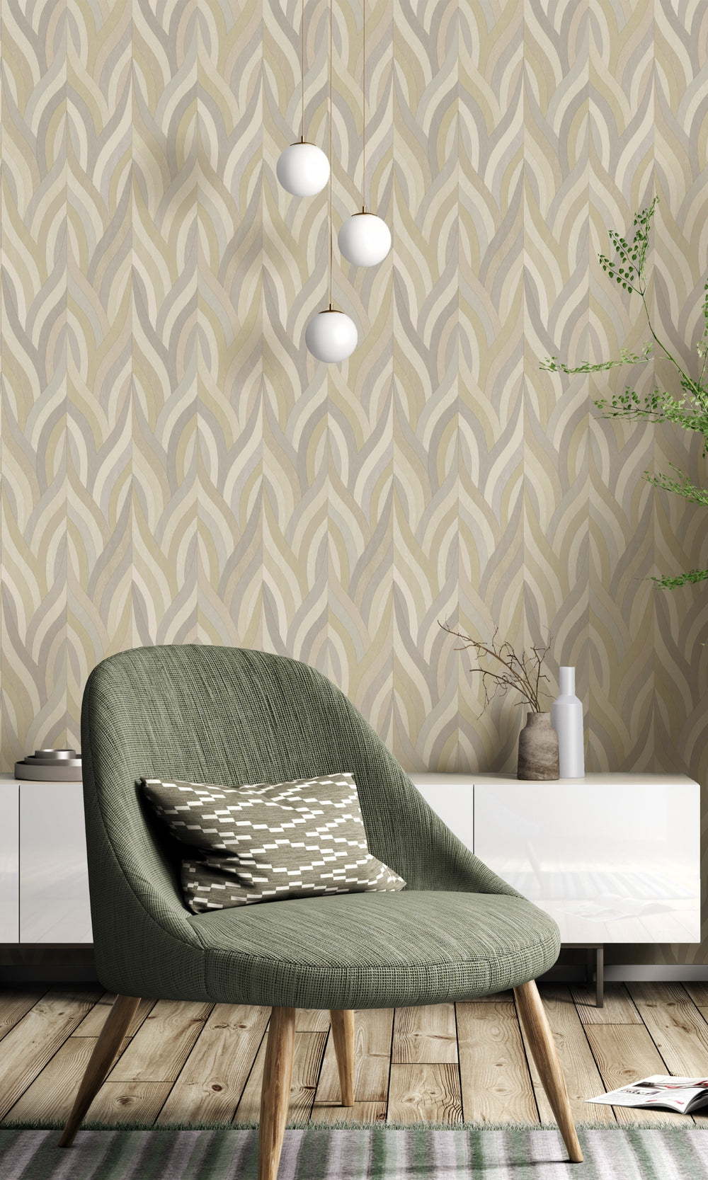 Neutral Interlacing Lines Geometric Wallpaper R8954