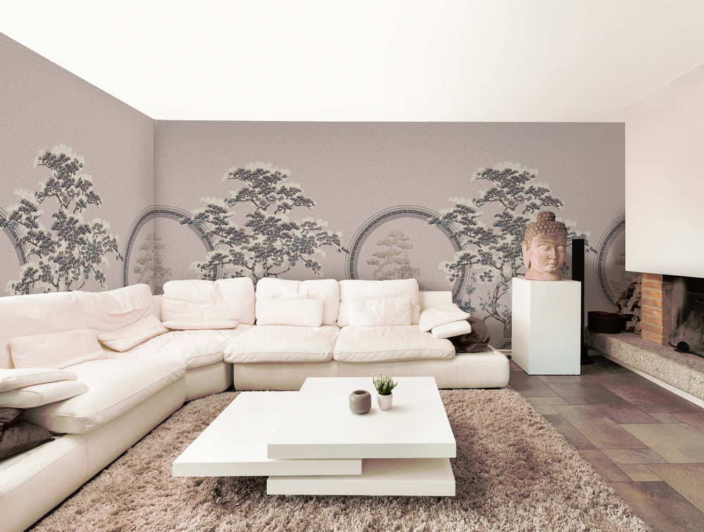 Neutral Japanese Trees Mural Wallpaper M1420