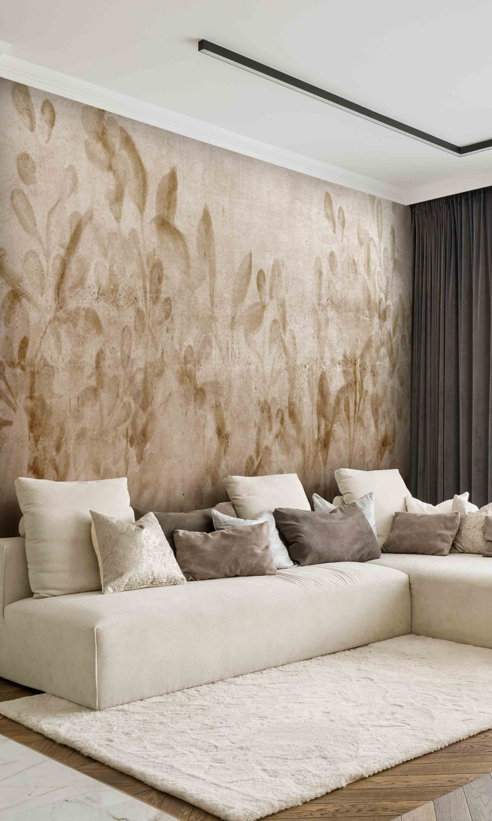 Neutral Lavender Flowers Mural Wallpaper M1334