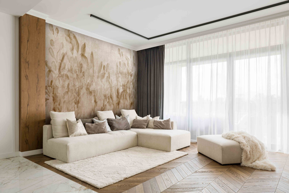 Neutral Lavender Flowers Mural Wallpaper M1334