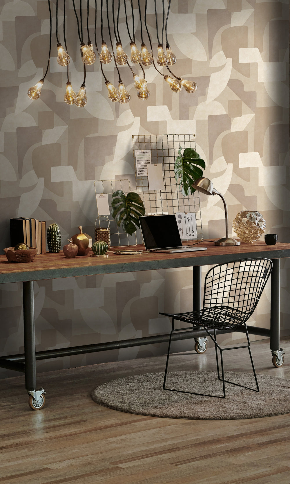 Neutral Modern Asbtract Geometric Wallpaper R8974