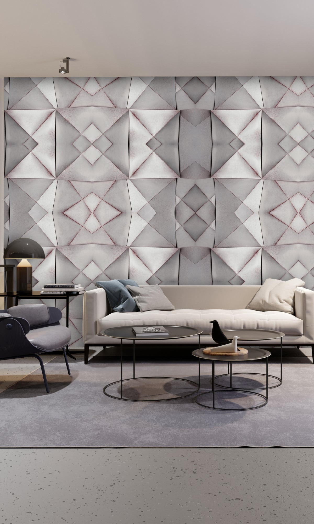 Neutral Paper in geometric Shapes Mural Wallpaper M1318-Sample