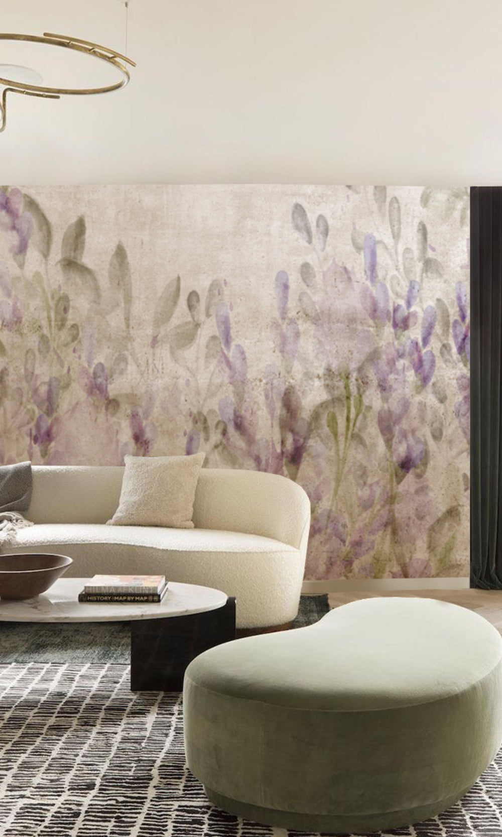 Neutral Provence Flowers Mural Wallpaper M1311