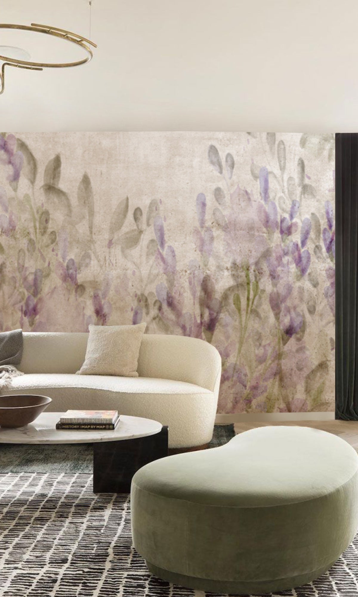 Neutral Provence Flowers Mural Wallpaper M1311-Sample