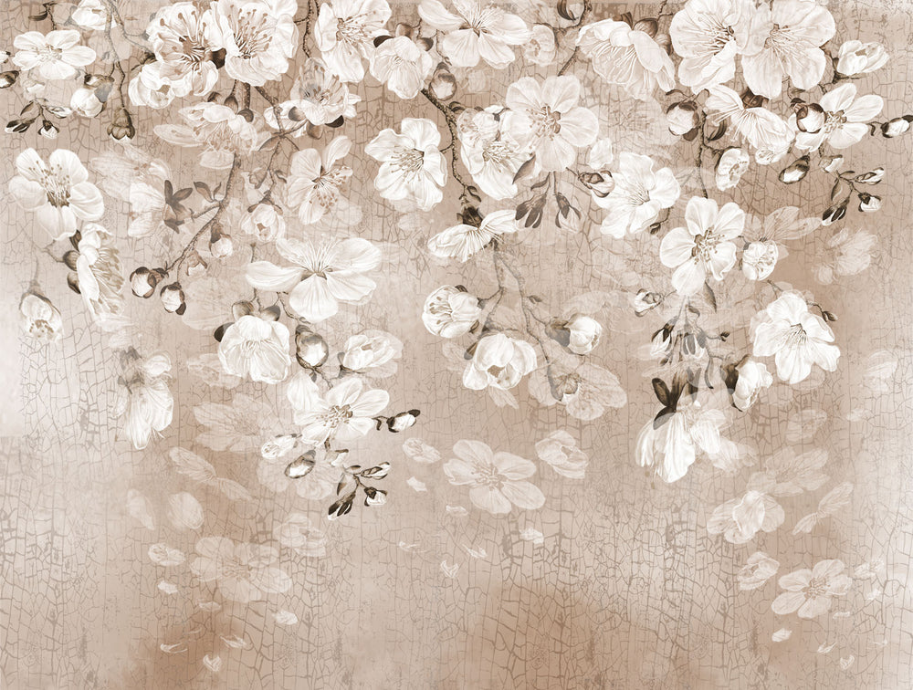 Neutral Sakura Flowers Mural Wallpaper M1215