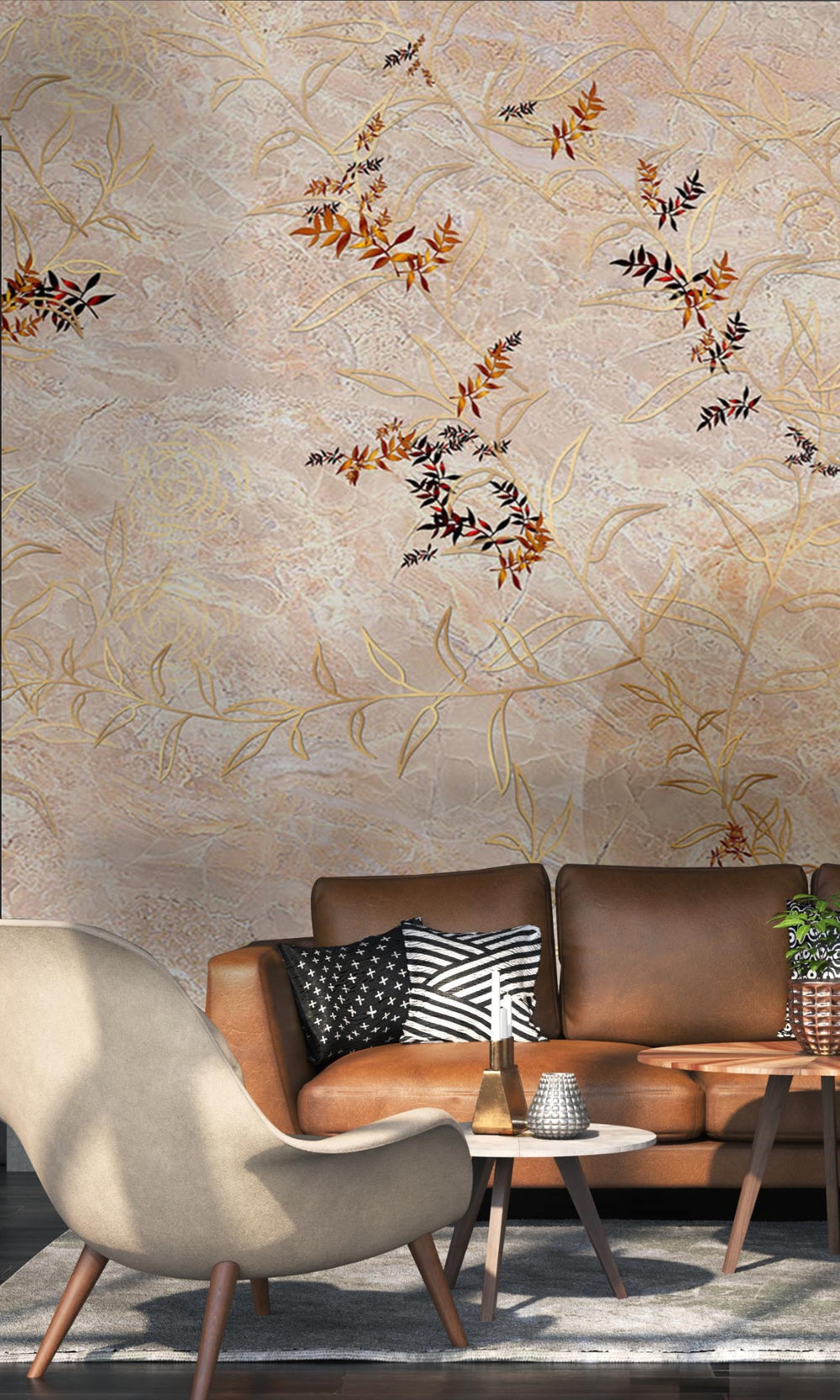 Neutral Sunset view in Fall Mural Wallpaper M1188-Sample