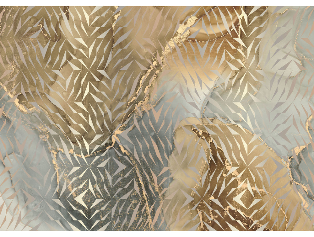 Neutral & Gold Metallic Swirls Mural Wallpaper M1357